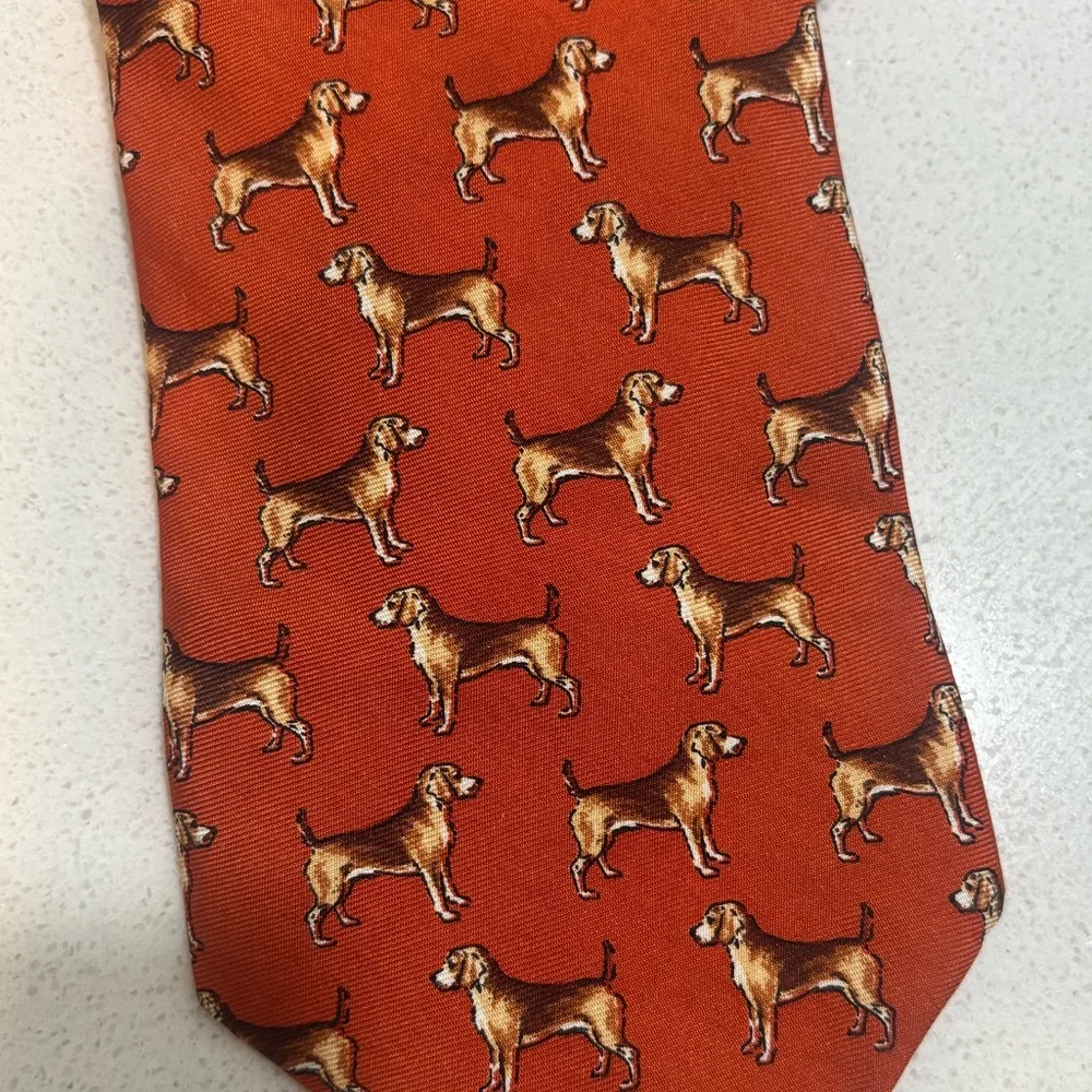 Peter Elliot Vintage Pointer Setter Dog Tie 100% Silk